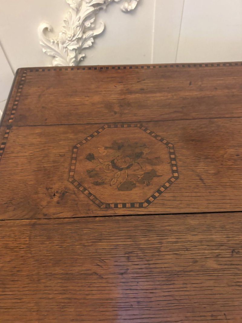 Exceptional Quality 17th Century Antique Oak Mule Chest with Marquetry Inlay